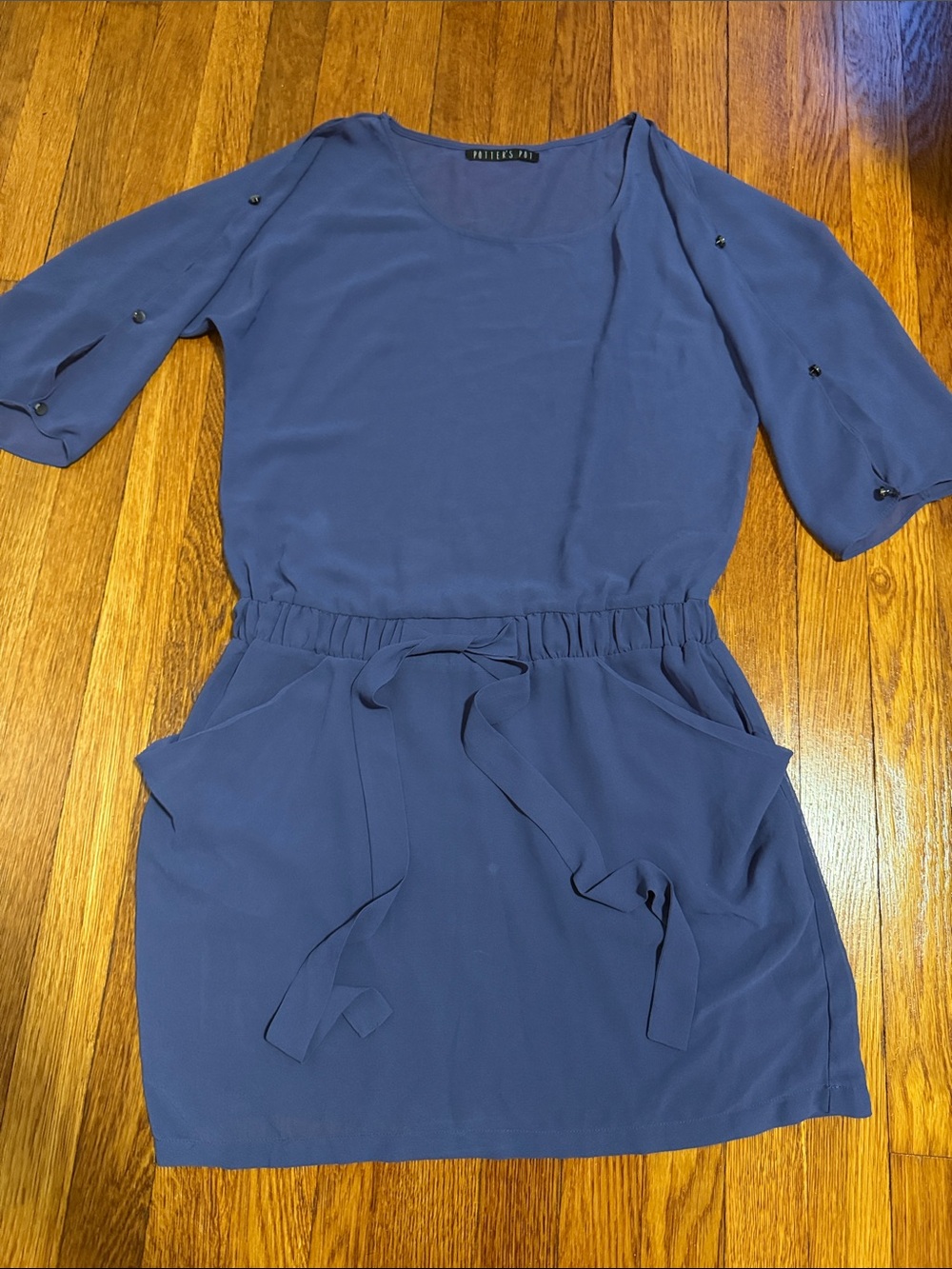 Blue Tie-Waist Mini Dress
